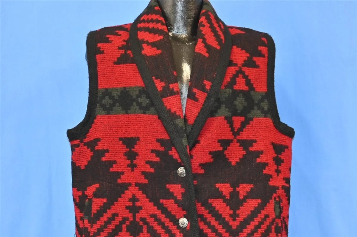 80s Woolrich Red Black Aztec Wool Vest Women's Large