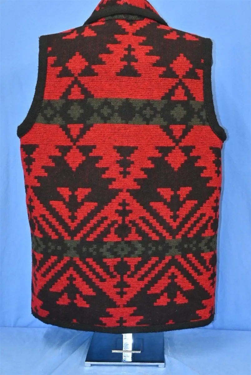 80s Woolrich Red Black Aztec Wool Vest Women's Large
