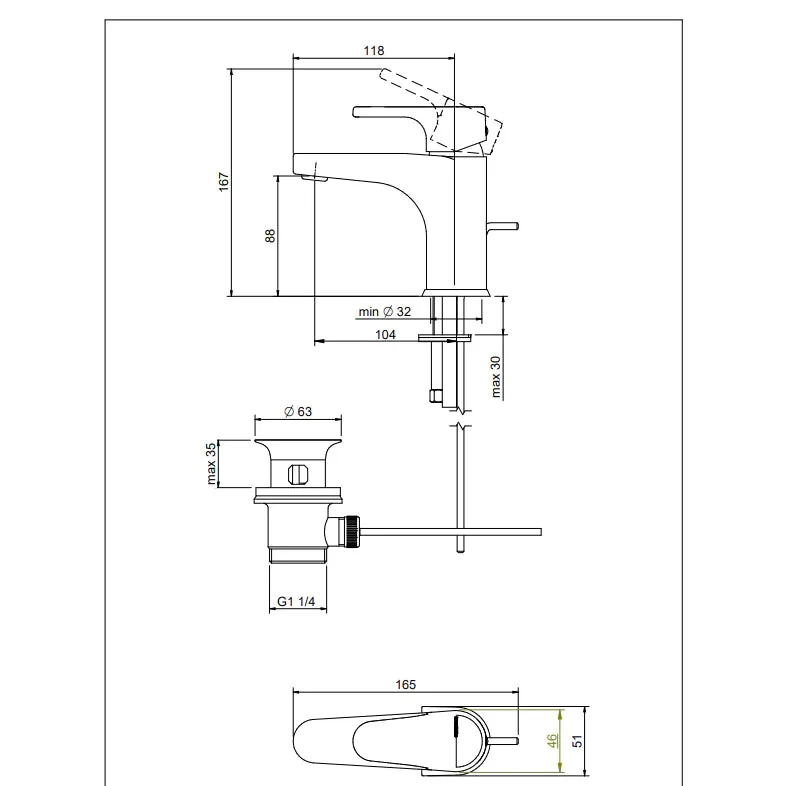 Cleo, Single Lever Basin Mixer Tap, With Waste