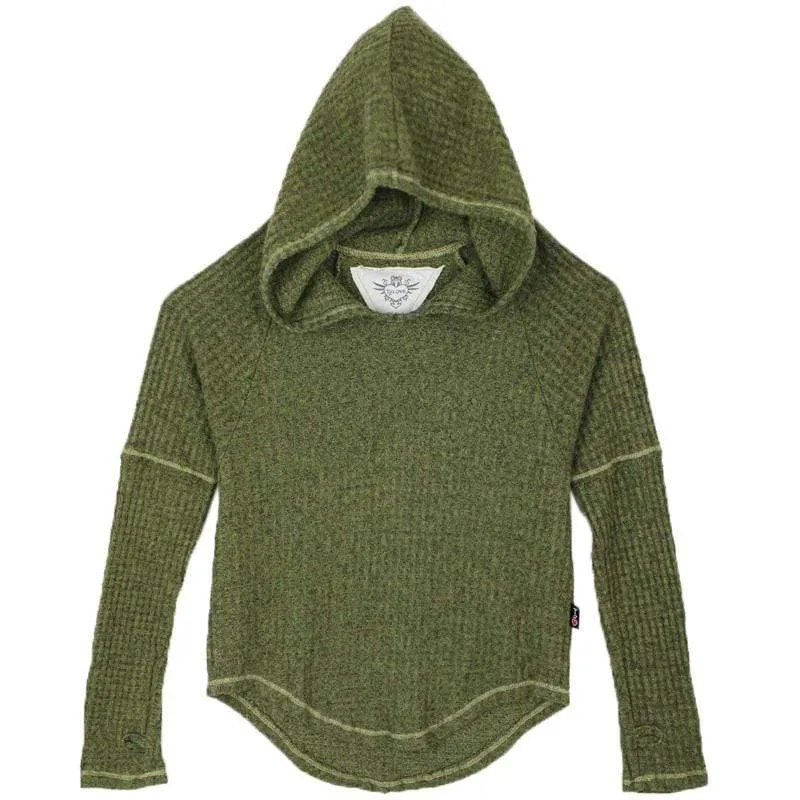 T2Love Olive Hooded Thermal Girls Hoodie with Thumbholes
