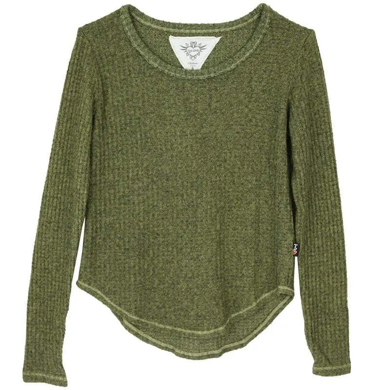 T2Love Olive Thermal Girls Top